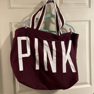 PINK by Victoria’s Secret Burgundy and White Tote 22x16x7